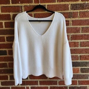 Lucky Brand Spring Weight women V-Neck Sweater XL Oversized Off White